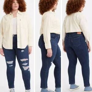 NWT Levi's 311 Woman's Shaping Skinny Medium Wash Distressed Frayed Size 22W
